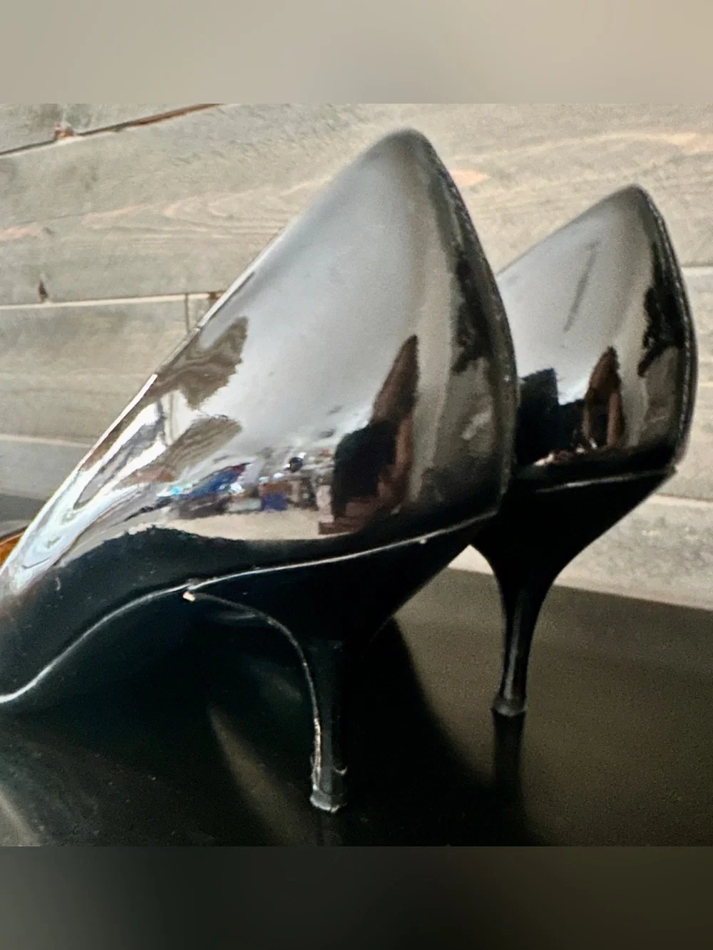 Coach Black Patent Leather High-Heel Pumps with Gold Insole • Size 7.5 • EUC